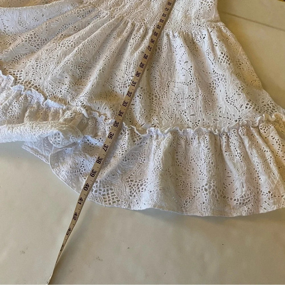 Isolda Eyelet Dress Size Small 4 Off The Shoulder Ruffled White Midi Lace Flare - Picture 12 of 15
